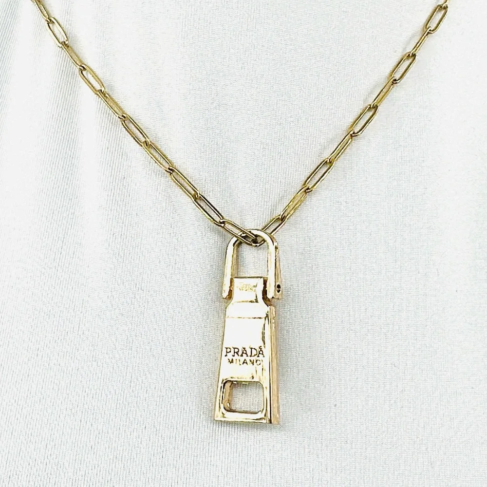 Upcycled Prada Zipper Pull Necklace - Picture 1 of 5